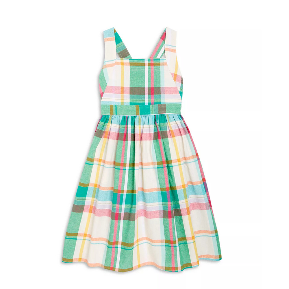 Reiss Girls' Matilda Jr. Crossback Madras Plaid Dress Green Size 8 2952